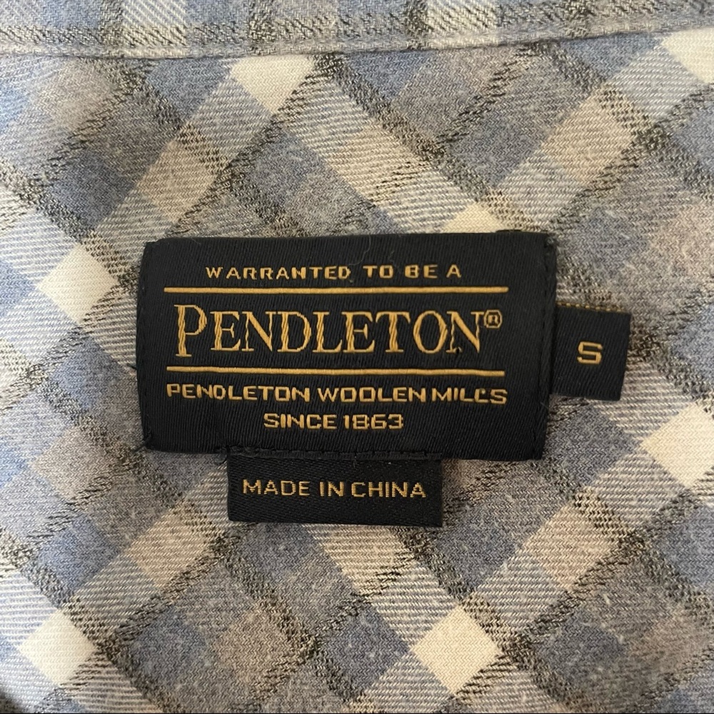 Pendleton Blue‎ Gray Cotton Plaid Button Down Shi… - image 3
